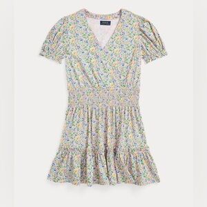NWT Polo Ralph Lauren Size 10-12 Large Kids Floral Faux-Wrap Cotton Jersey Dress
